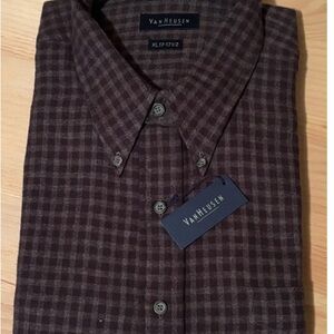 Van Heusen Men's Dark Brown Plaid Shirt